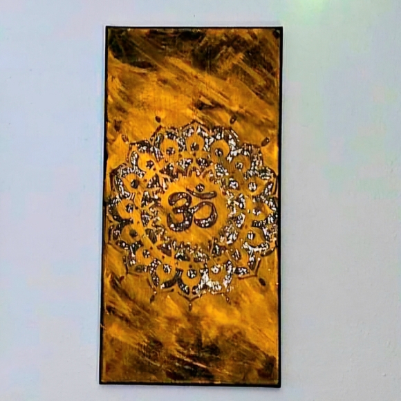 Home Decor Handmade Spiritual Canvas Large Paintings Bundle 3Piece Set OM Symbol - Picture 9 of 12